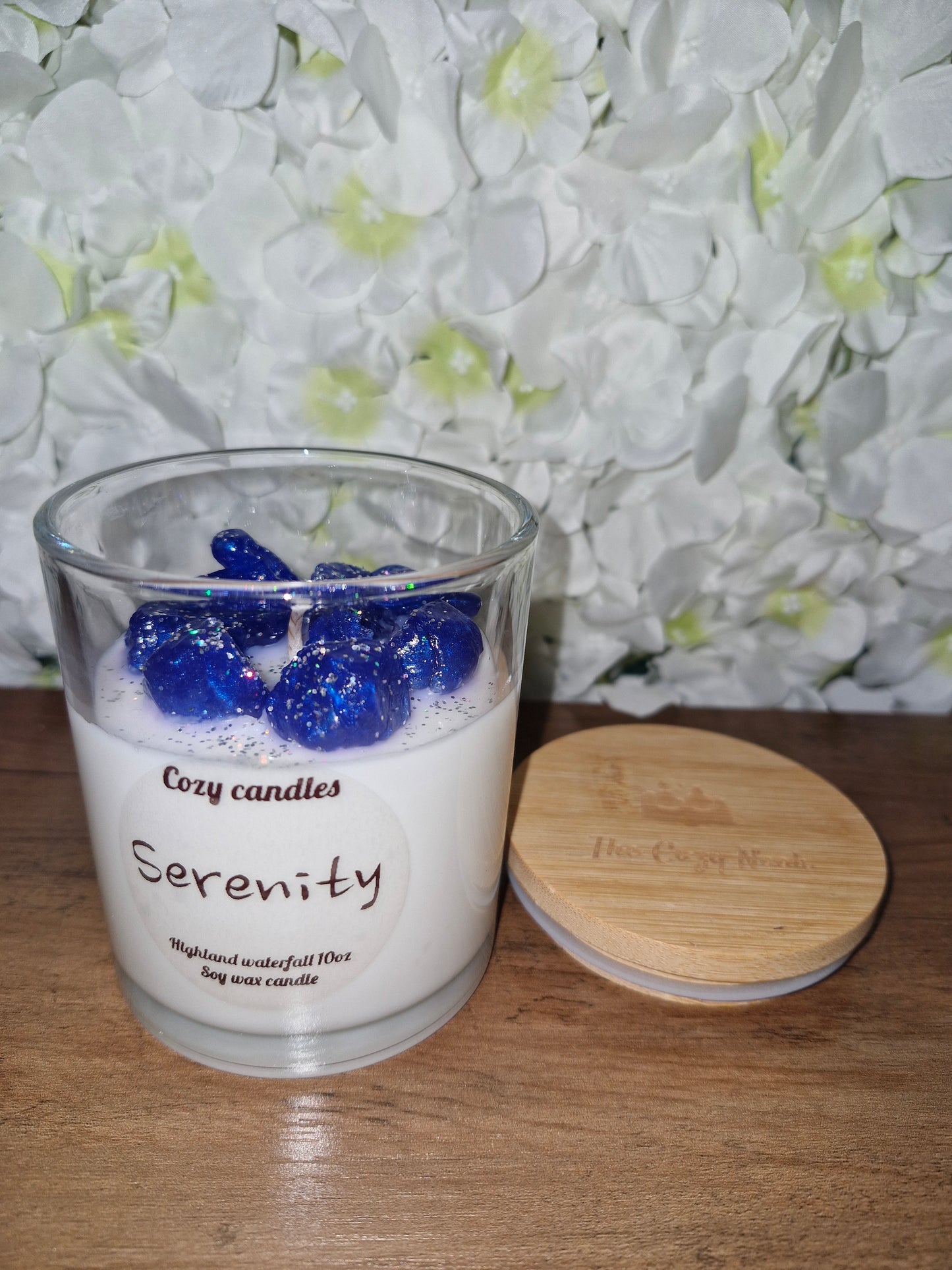 Serenity 10oz Soy and Gel wax candle scented in Highland Waterfall